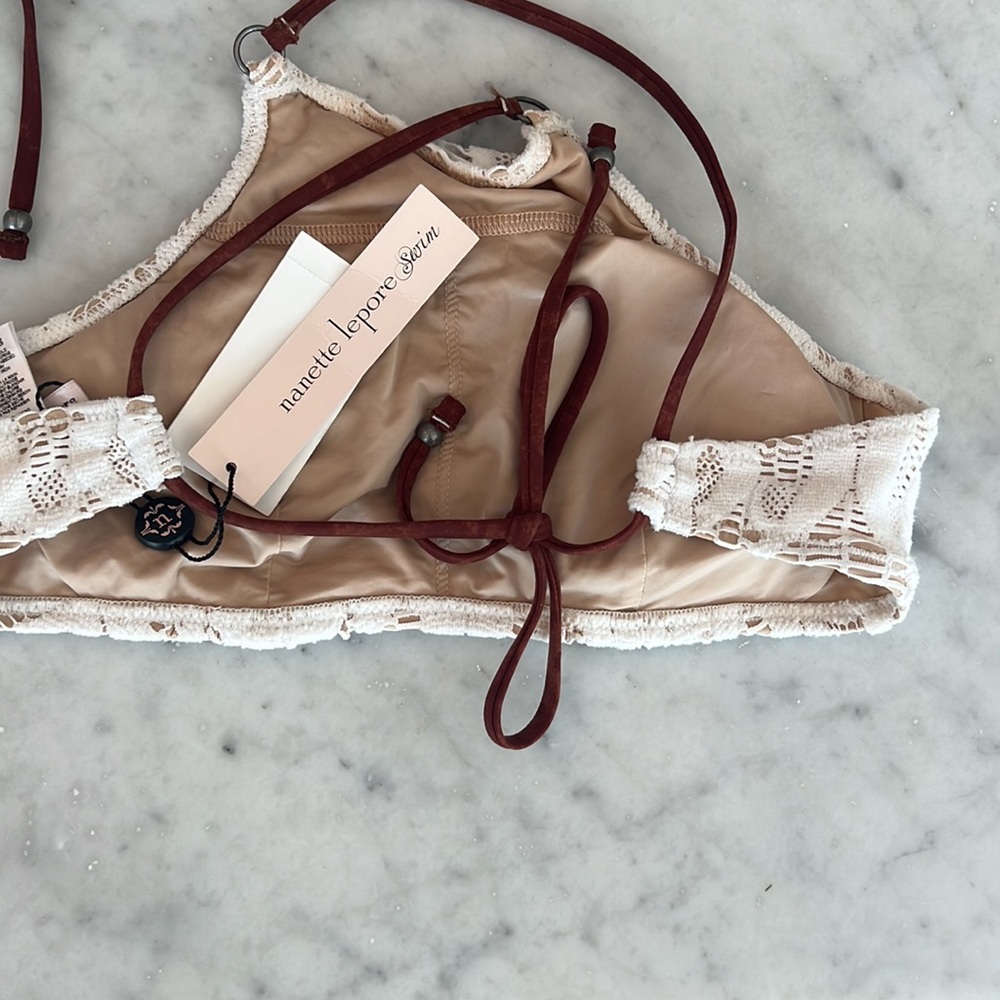 Nanette Lepore Coachella Valley crochet bikini top XS and bottom size small - Picture 6 of 8